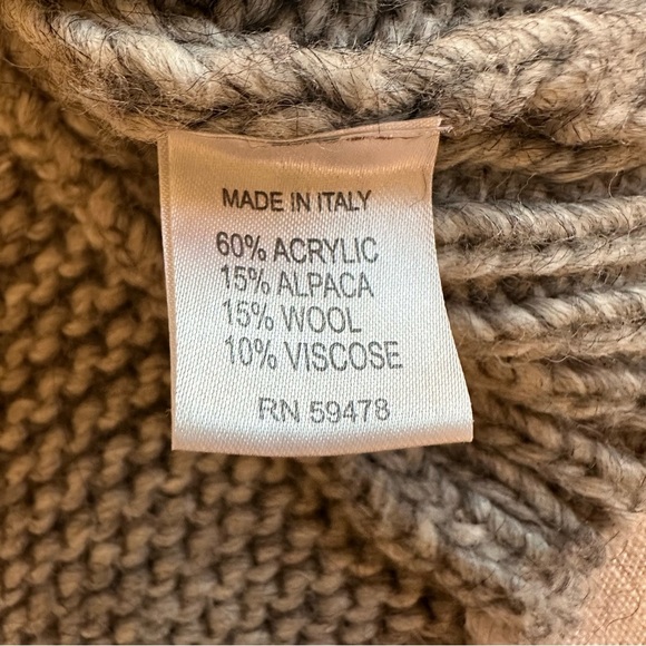 Elsamanda Sweater Poncho Womens M Gray Turtleneck Alpaca Wool Made Italy Boho - Picture 6 of 7